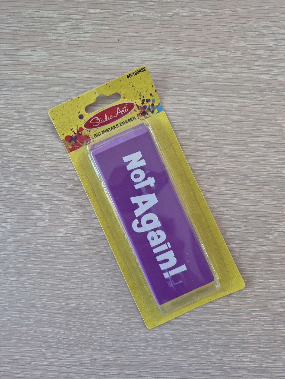 "Not Again! " Vintage Giant Purple Novelty Eraser